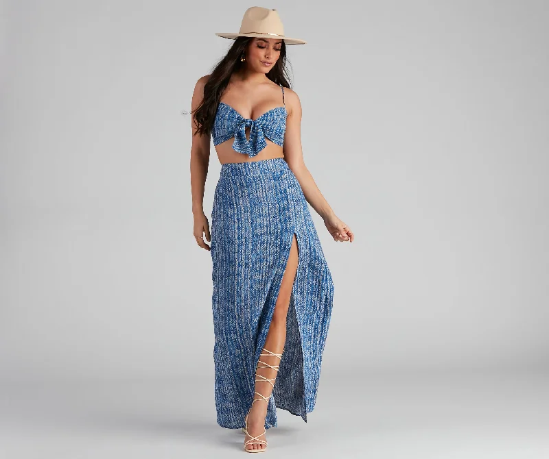 Girl's Trip Boho Slit Maxi Skirt denim skirt casual