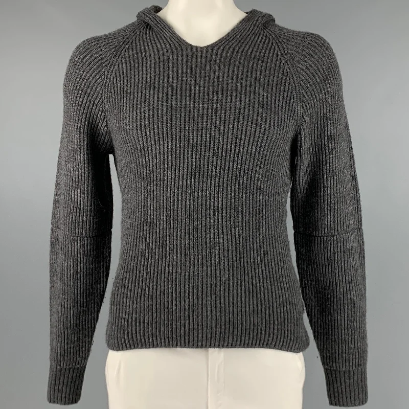 MARTIN MARGIELA Size L Grey Alpaca Blend Hooded Sweater Fleece Fabric Down Fabric Feather Fabric MARTIN MARGIELA Size L Grey Alpaca Blend Hooded Sweater Fleece Fabric Down Fabric Feather Fabric