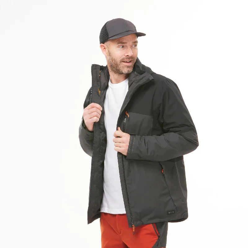 Forclaz Men's Travel 500 3-in-1 Waterproof Jacket Toggled Jacket Drawstring Jacket Belted Jacket