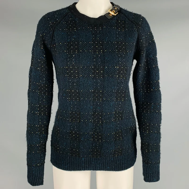 3.1 PHILLIP LIM Size S Black Gold Wool Blend Knit Leather Buckle Sweater Boxy Sweater Fitted Sweater A-Line 3.1 PHILLIP LIM Size S Black Gold Wool Blend Knit Leather Buckle Sweater Boxy Sweater Fitted Sweater A-Line