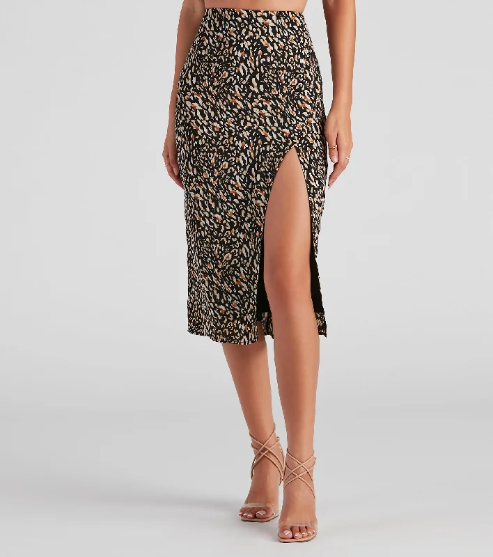 Feeling Fierce Leopard Midi Skirt floral skirt print