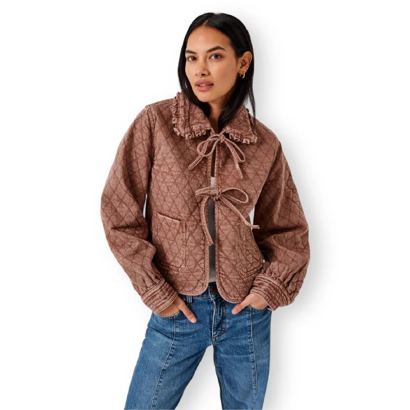 Seventy & Mochi Heidi jacket Washed Mocha Tiered Jacket Buttoned Jacket Zippered Jacket