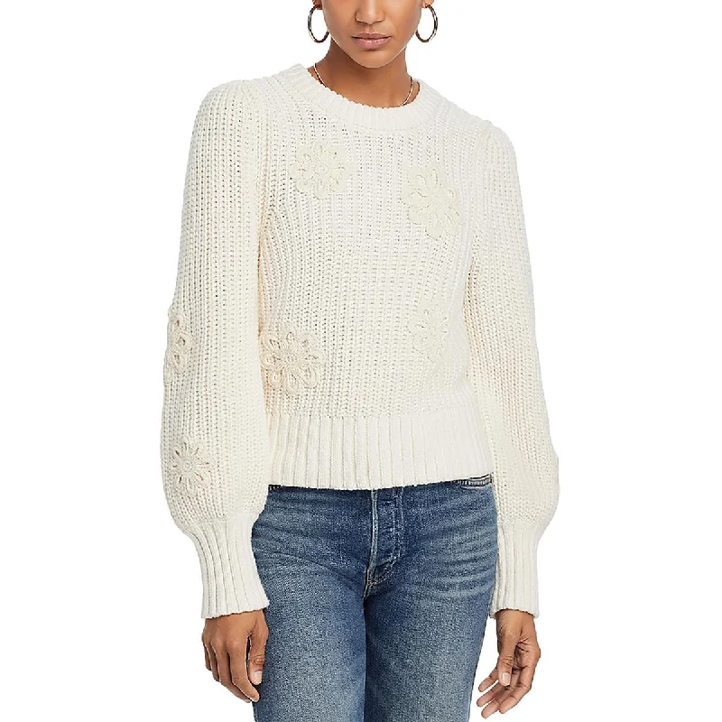 Rails Womens Romy Crochet Cable Knit Crewneck Sweater Stylish Fashionable Trendy