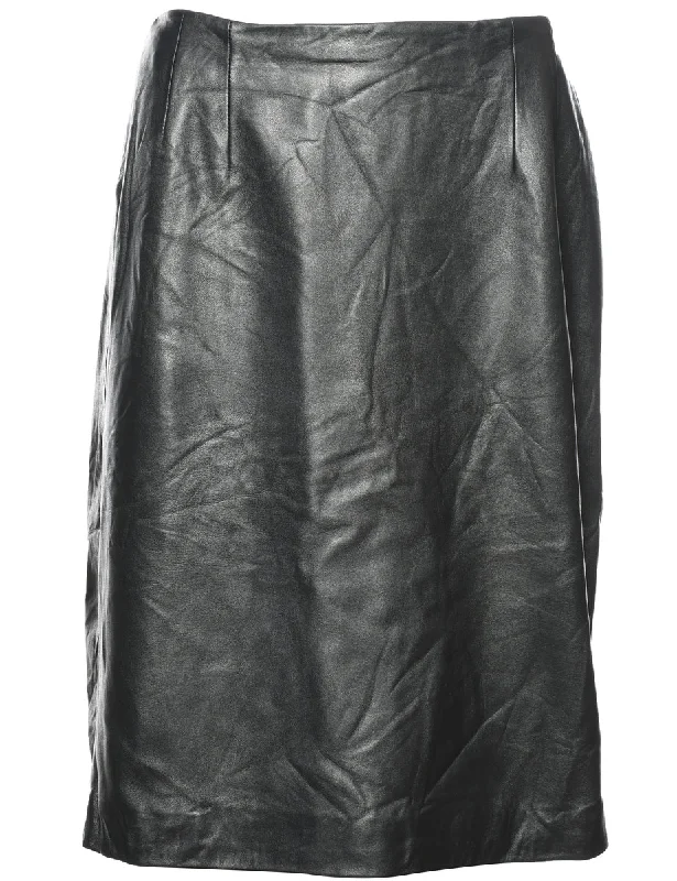 A-Line Leather Skirt - L chiffon skirt lightweight