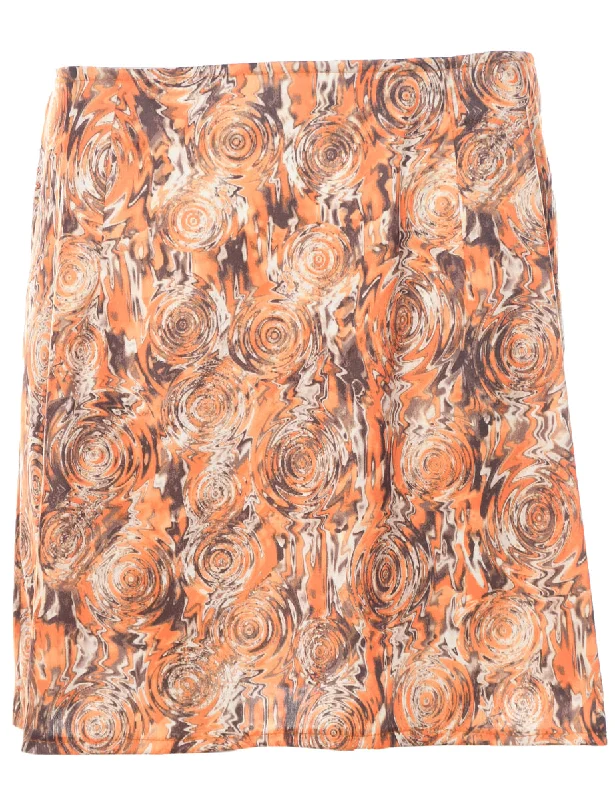 Abstract Print A-line Skirt - M leather skirt sleek