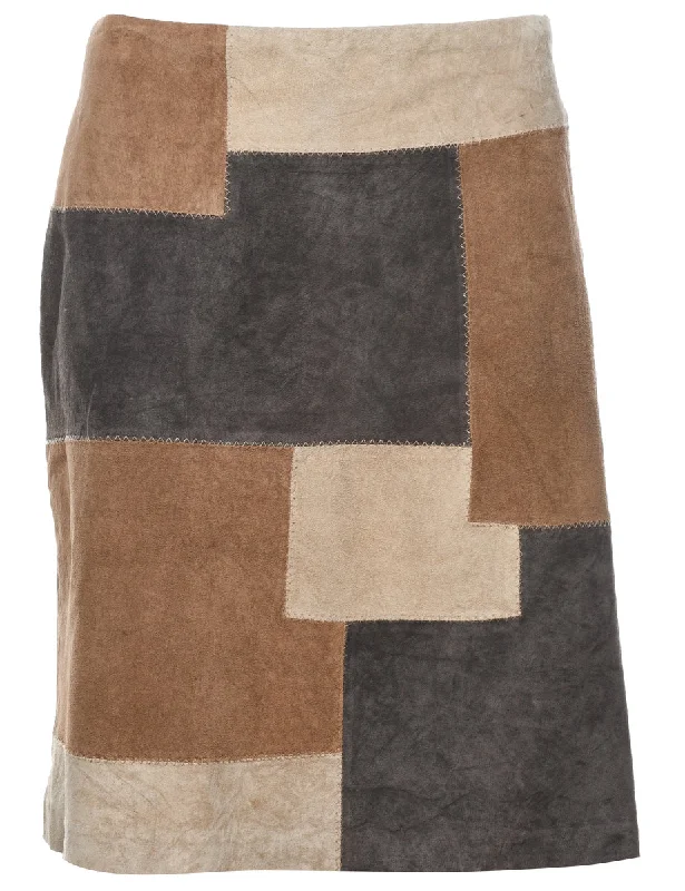 A-Line Suede Skirt - L velvet skirt luxurious