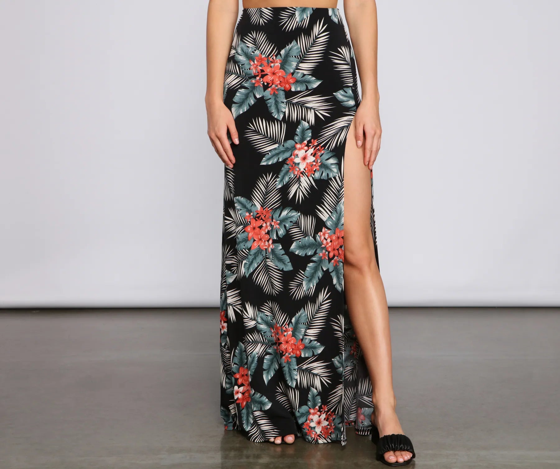 Pretty In Paradise Maxi Skirt button skirt front