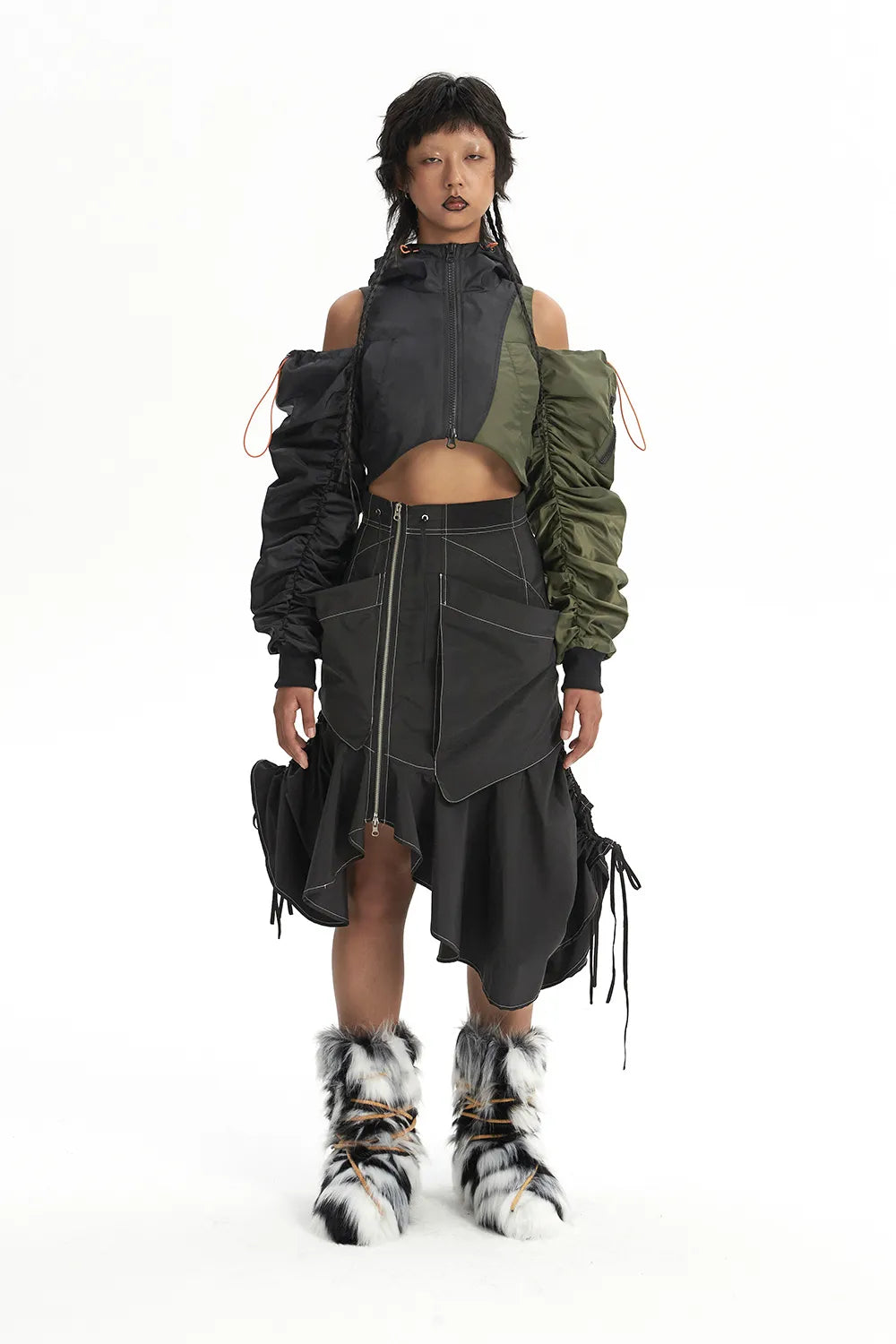 Cyberpunk Ruched Sleeve Puffer Jacket Print Jacket Jacquard Jacket Patchwork Jacket Cyberpunk Ruched Sleeve Puffer Jacket Print Jacket Jacquard Jacket Patchwork Jacket