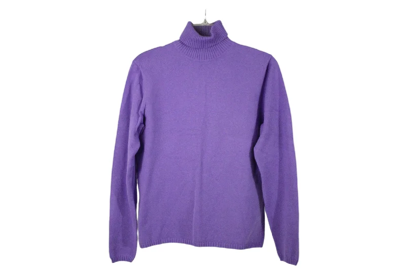 Talbots Purple Turtleneck Sweater | M Petite Satin Blend Silk Blend Wool Blend
