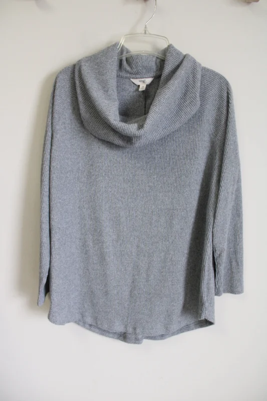 Terra & Sky Gray Rib Sweater | 14W Fleece Sweater Nylon Polyester
