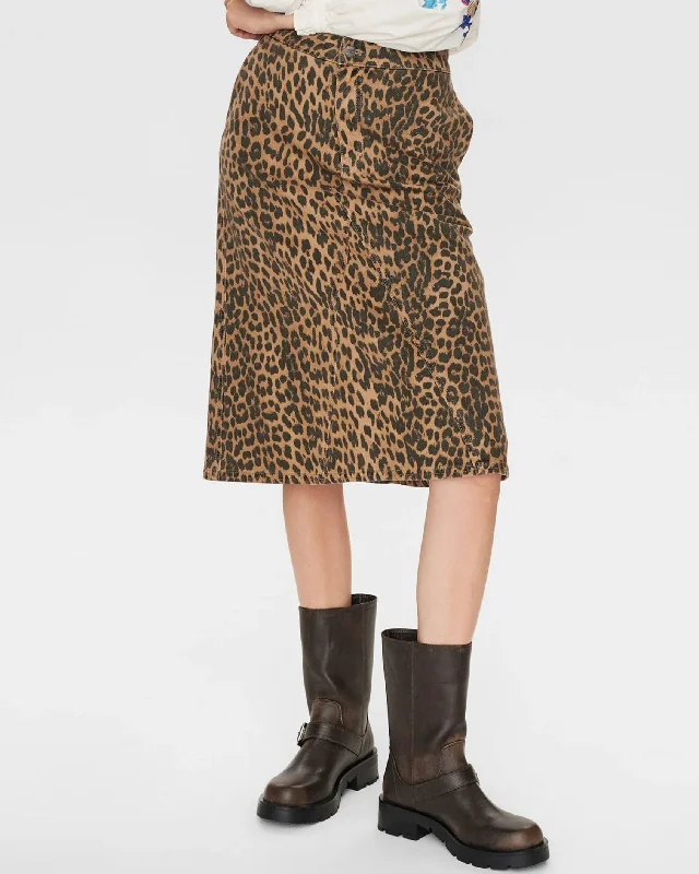 Numph Nugigi Leopard Print Skirt wool skirt sturdy