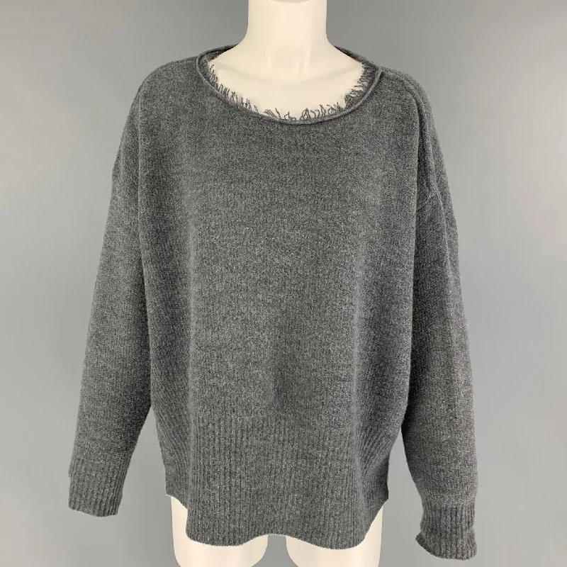 RISMAT by Y's Size M Grey Wool Nylon Knitted Mock Neck Sweater Denim Fabric Leather Fabric Suede Fabric RISMAT by Y's Size M Grey Wool Nylon Knitted Mock Neck Sweater Denim Fabric Leather Fabric Suede Fabric