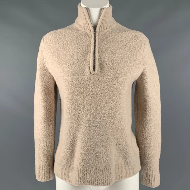 JENNI KAYNE Size S Beige Merino Wool Blend 1/4 Zip Sweater Knit Fabric Woven Fabric Fleece Fabric JENNI KAYNE Size S Beige Merino Wool Blend 1/4 Zip Sweater Knit Fabric Woven Fabric Fleece Fabric