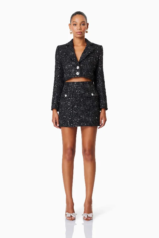 Elliatt Adeline Skirt - Black button skirt front