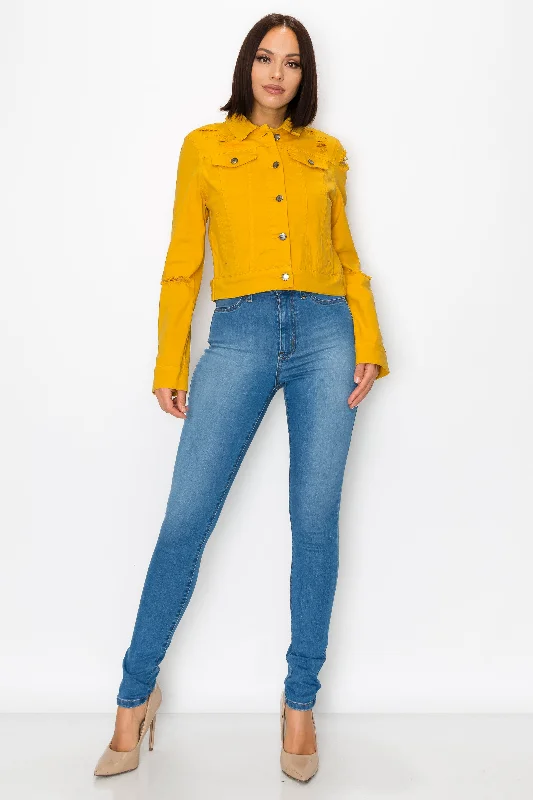 8032 Women's Long Sleeves Button Down Denim Jackets with Destruction Tailored Jacket Straight Jacket A-Line Jacket 8032 Women's Long Sleeves Button Down Denim Jackets with Destruction Tailored Jacket Straight Jacket A-Line Jacket
