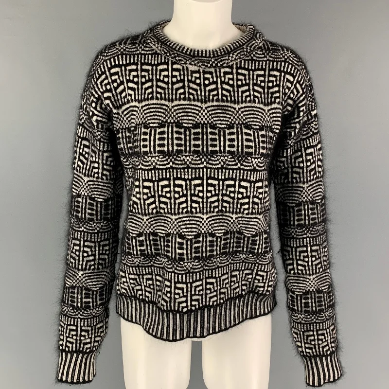 VIKTOR & ROLF Size M Black Beige Angora Blend Pattern Crew-Neck Sweater Slim Fit Regular Fit Oversized VIKTOR & ROLF Size M Black Beige Angora Blend Pattern Crew-Neck Sweater Slim Fit Regular Fit Oversized