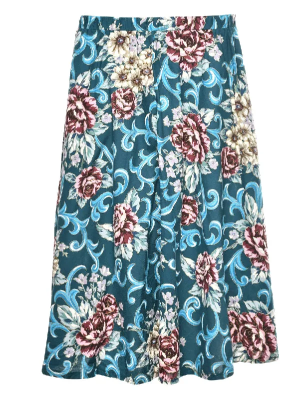Floral A-line Skirt - M seamless skirt comfort