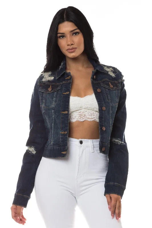 8022 Women's Cropped Distressed Denim Jacket Denim Jacket Leather Jacket Suede Jacket 8022 Women's Cropped Distressed Denim Jacket Denim Jacket Leather Jacket Suede Jacket