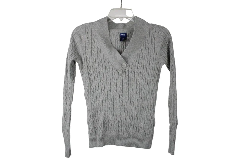 Izod Gray Cable Knit Sweater | S Handmade Hand-knitted Hand-woven