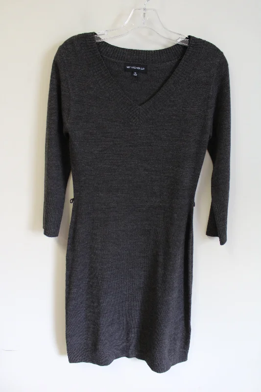 My Michelle Gray Knit Long Sleeved Sweater Dress | M Wool Fabric Cashmere Fabric Tweed Fabric My Michelle Gray Knit Long Sleeved Sweater Dress | M Wool Fabric Cashmere Fabric Tweed Fabric