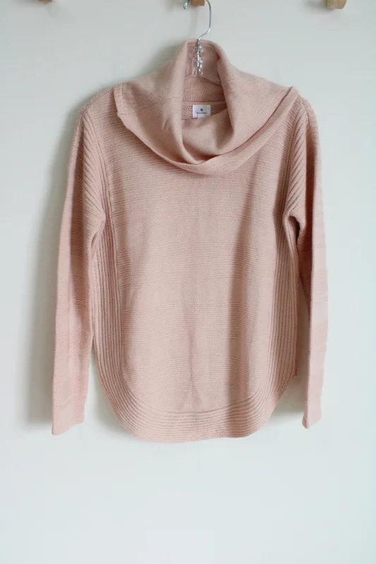Dressbarn Soft Pink Turtleneck Sweater | XS Fitted Slim Tailored