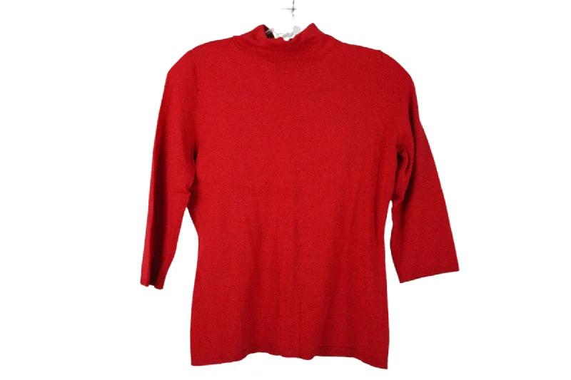 Ann Taylor Red Mock Neck Sweater | M Petite Cashmere Blend Cotton Blend Poly Blend
