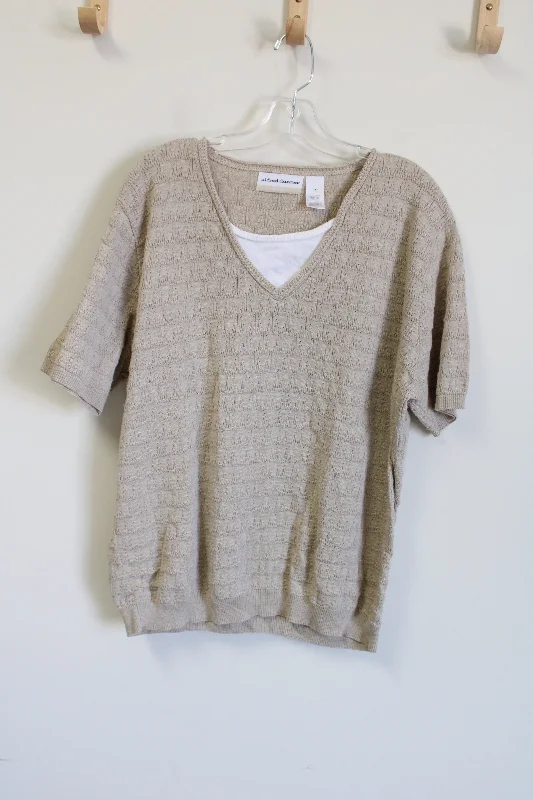 Alfred Dunner Tan Knit Sweater Top | 1X Nylon Fabric Polyester Fabric Spandex Fabric Alfred Dunner Tan Knit Sweater Top | 1X Nylon Fabric Polyester Fabric Spandex Fabric