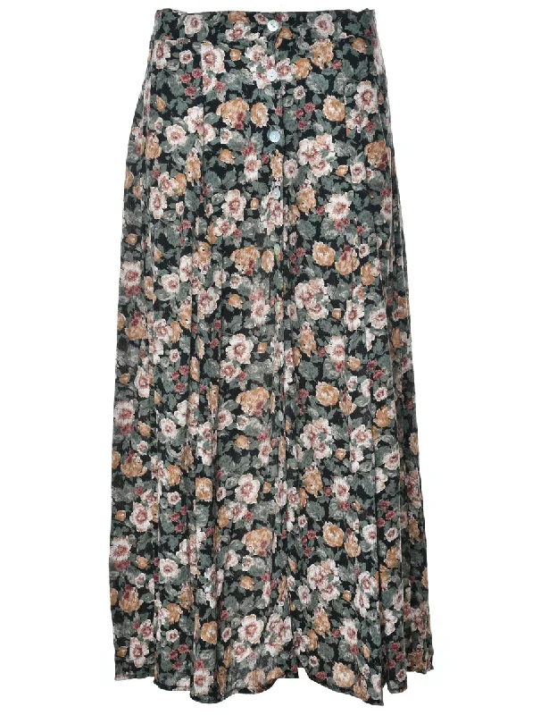 Floral Print Skirt - M lace skirt intricate