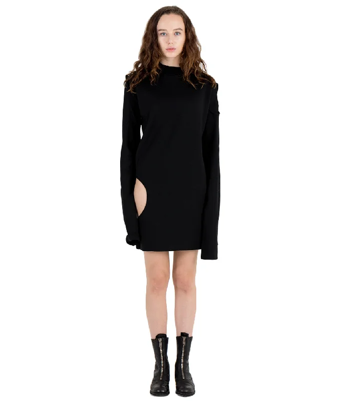 Black Cutout Sweater Houndstooth Herringbone Solid