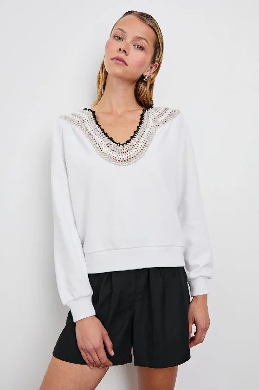 Sava Sweater - Ivory With Crochet Slim Fit Regular Fit Oversized