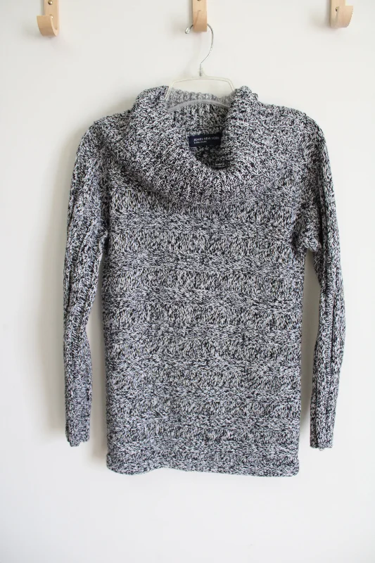Jones New York Black White Shimmer Sweater | S Mesh Sweater Canvas Denim
