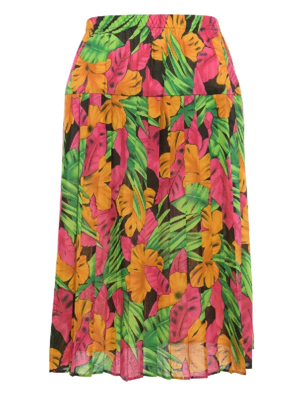 Floral Multi Color Maxi Skirt - M denim skirt durable