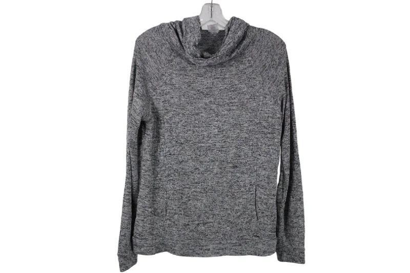 Hello Mello Gray Long Sleeved Knit Sweater | L Houndstooth Herringbone Solid