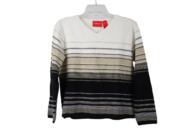 Liz Claiborne Striped Knit Sweater | Petite S Herringbone Houndstooth Plaid