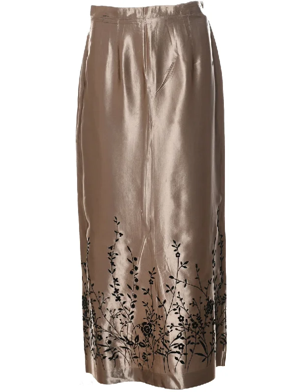 Floral Pattern Maxi Skirt - M patchwork skirt art