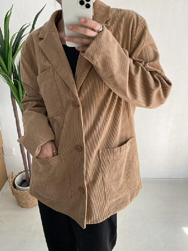 Dark Academia Corduroy Long Jacket Nylon Jacket Polyester Jacket Spandex Jacket