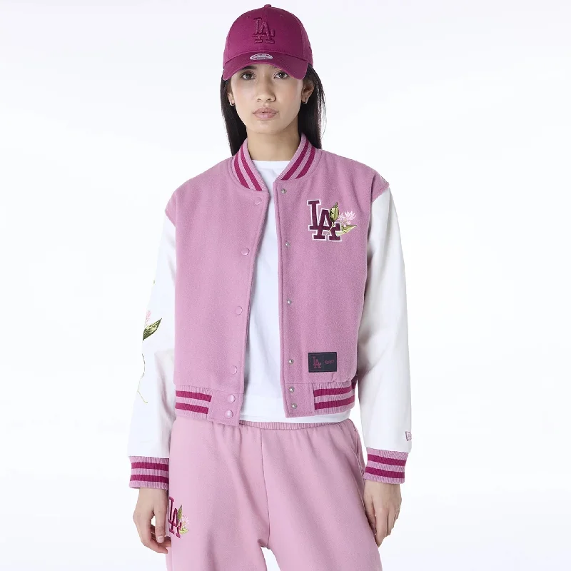 LA Dodgers Womens MLB Floral Dark Pink Varsity Jacket Mesh Jacket Canvas Jacket Denim Jacket LA Dodgers Womens MLB Floral Dark Pink Varsity Jacket Mesh Jacket Canvas Jacket Denim Jacket