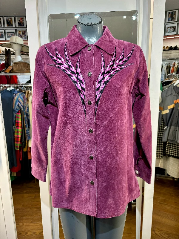 90’s Fuchsia Suede Western Jacket By Bob Mackie Denim Fabric Leather Fabric Suede Fabric 90’s Fuchsia Suede Western Jacket By Bob Mackie Denim Fabric Leather Fabric Suede Fabric