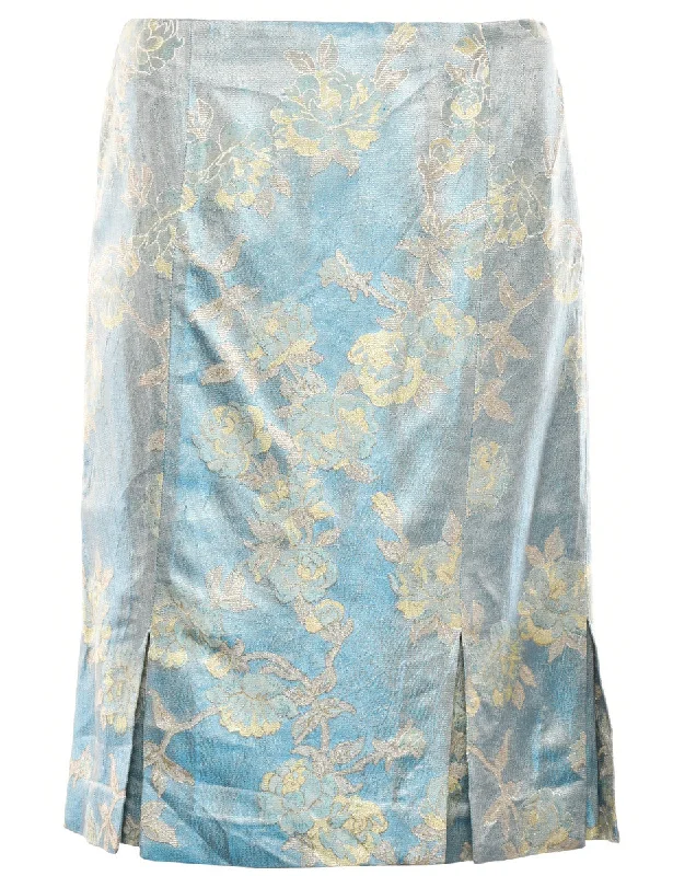 Floral Print Skirt - M velvet skirt luxurious