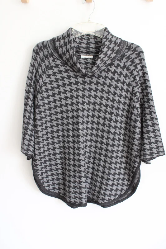 Ann Taylor LOFT Houndstooth Knit Poncho Sweater | XS/S Plaid Sweater Polka Dot Checkered Ann Taylor LOFT Houndstooth Knit Poncho Sweater | XS/S Plaid Sweater Polka Dot Checkered