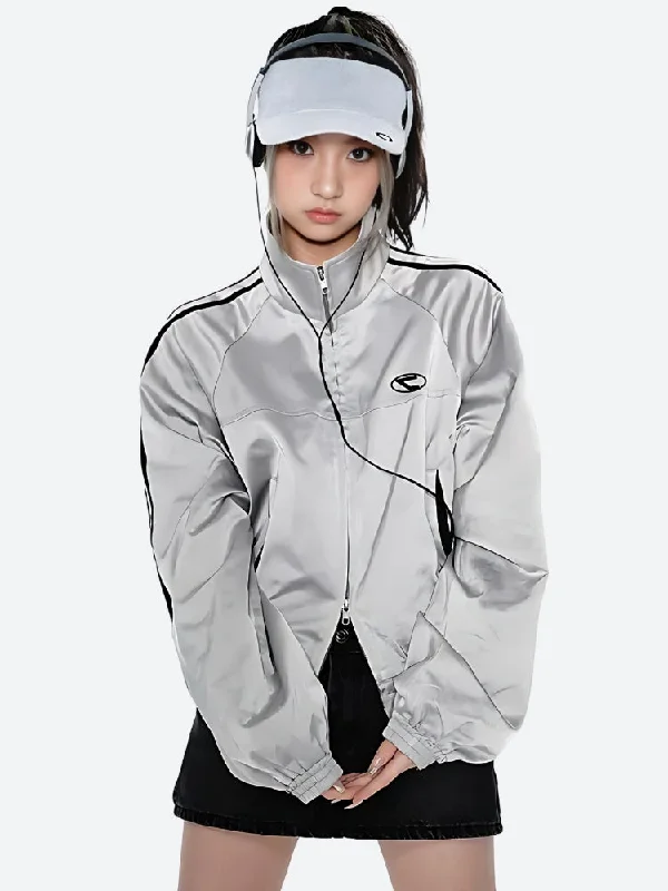 Y2K Cyberpunk Reflective Double Zip-Up Jacket Fitted Jacket Loose Jacket Oversized Jacket Y2K Cyberpunk Reflective Double Zip-Up Jacket Fitted Jacket Loose Jacket Oversized Jacket