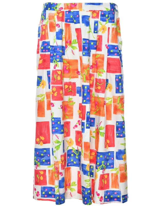 Floral Print Maxi Skirt - M corduroy skirt cozy