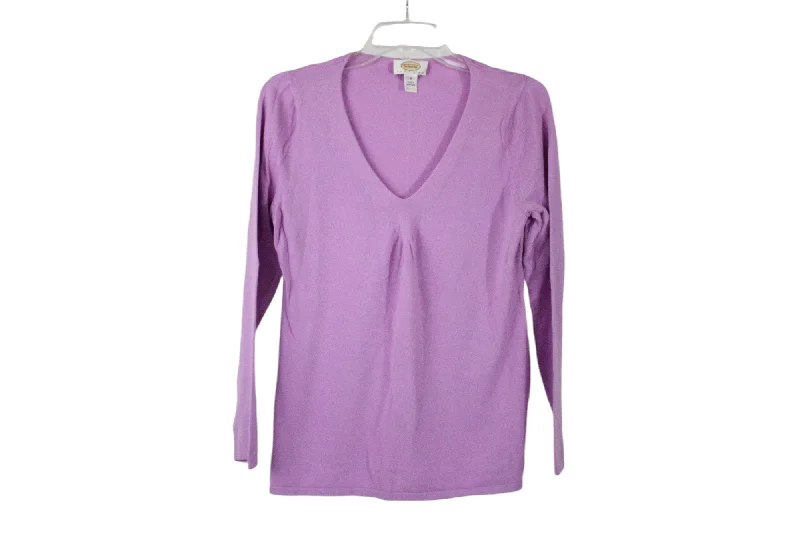 Talbots Purple V-Neck Sweater | M Petite Sequined Glittery Shiny