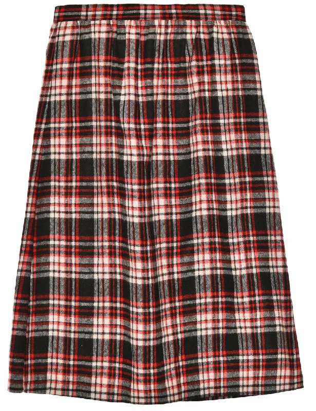 Checked Red Midi Skirt - M vintage skirt charm