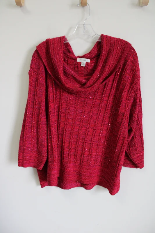 Dressbarn Red Shimmer Knit Sweater | 1X Spandex Rayon Corduroy