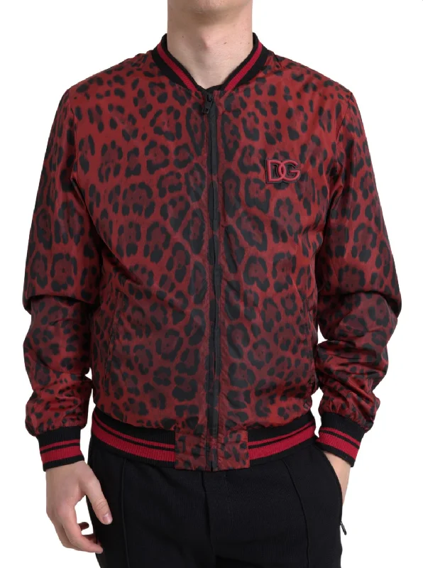 Dolce & Gabbana Leopard Print Bomber Men's Jacket Nylon Jacket Polyester Jacket Spandex Jacket Dolce & Gabbana Leopard Print Bomber Men's Jacket Nylon Jacket Polyester Jacket Spandex Jacket