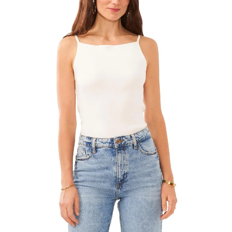 Vince Camuto Womens Square Neck Layering Tank Top Sweater Glossy Satin Silk