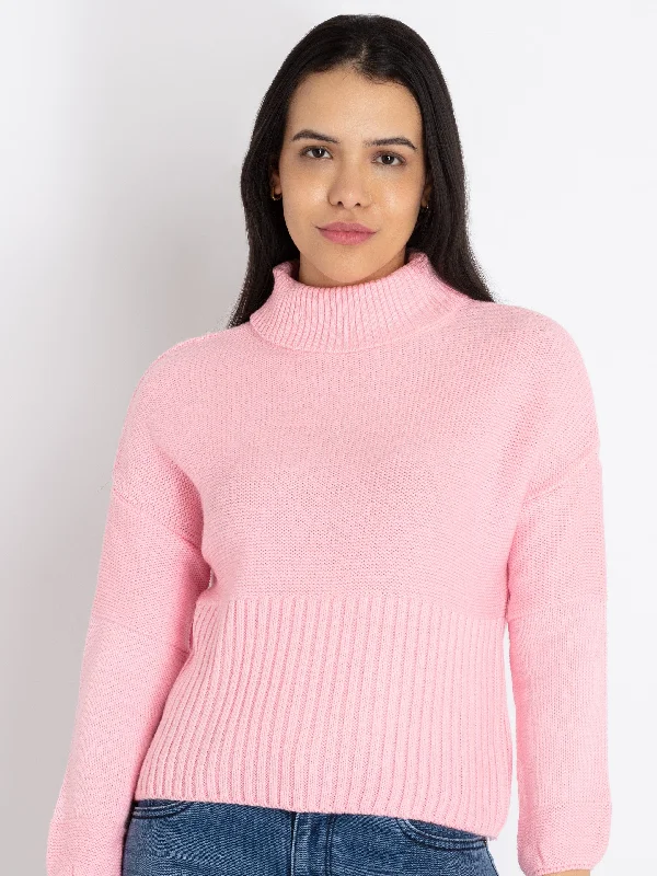 Womens Solid Turtle Neck Sweater Transparent Opaque Sheer