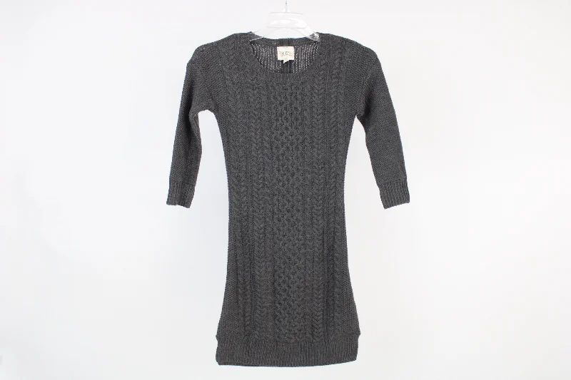 Pink Rose Gray Knit Sweater Dress | XS Boxy Sweater Fitted Sweater A-Line