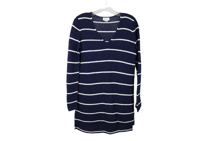 Old Navy Navy Blue Striped Sweater Tunic | S High Neck Crew Neck V-Neck
